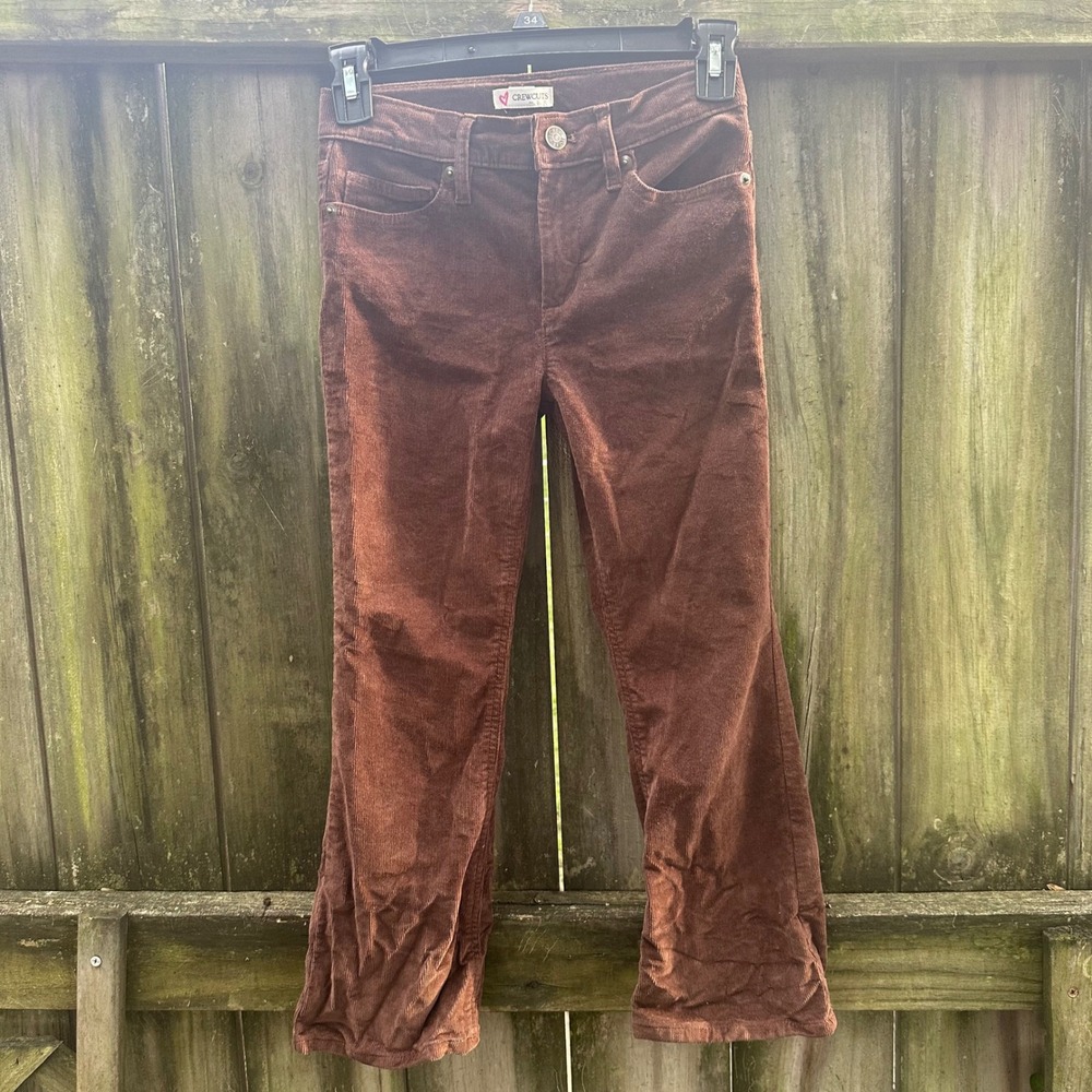 Crewcuts J.Crew Girls Brown Corduroy Flare Leg Pants Chocolate 5-Pocket Size 8